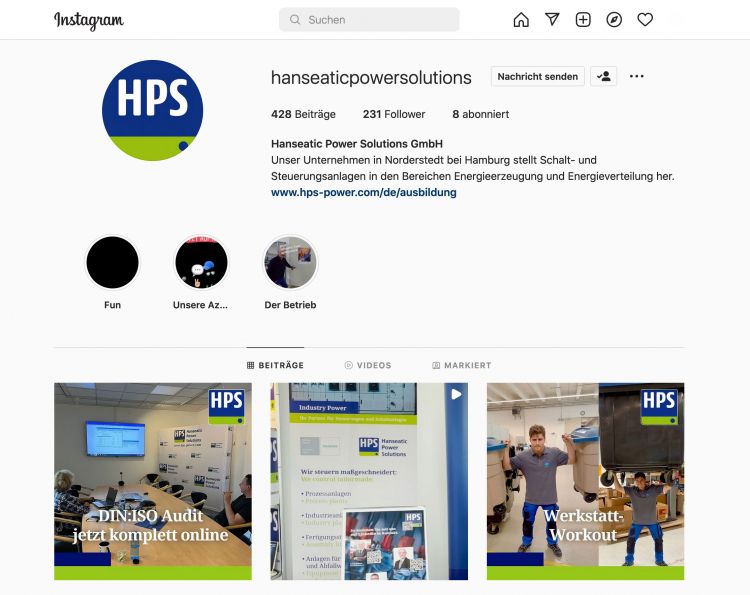 Screnshot vom Instagram Account